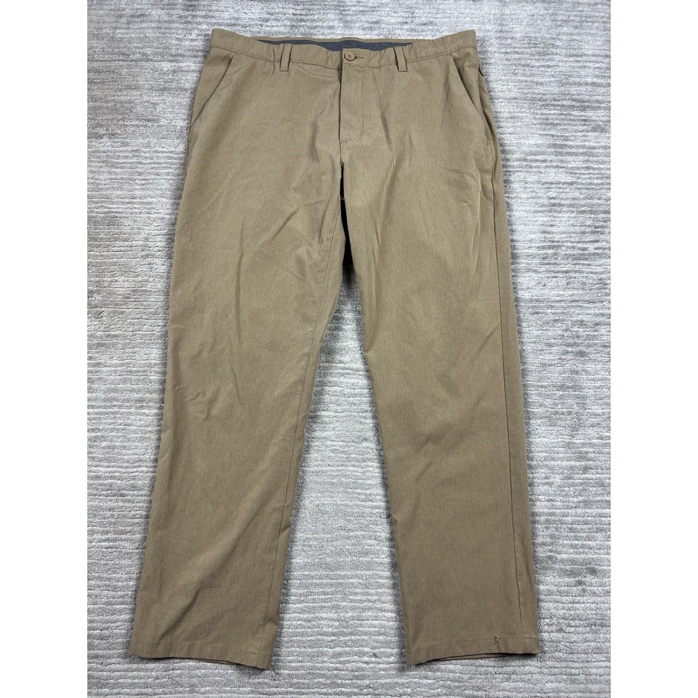FLX Pants Mens 38x30 Brown Chino Stretch Flat Front Straight Pockets Casual